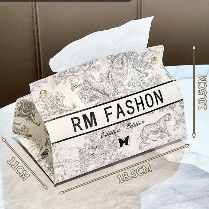 ティッシュケース 欧風景画柄レザー製ティッシュボックスカバー