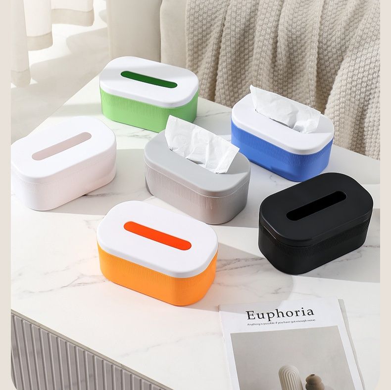 ティッシュケース 縦筋デザインプラスチック製ティッシュボックス