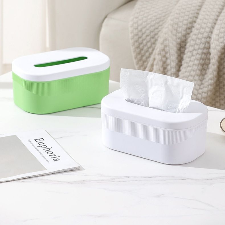 ティッシュケース 縦筋デザインプラスチック製ティッシュボックス