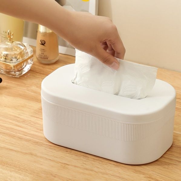 ティッシュケース 縦筋デザインプラスチック製ティッシュボックス