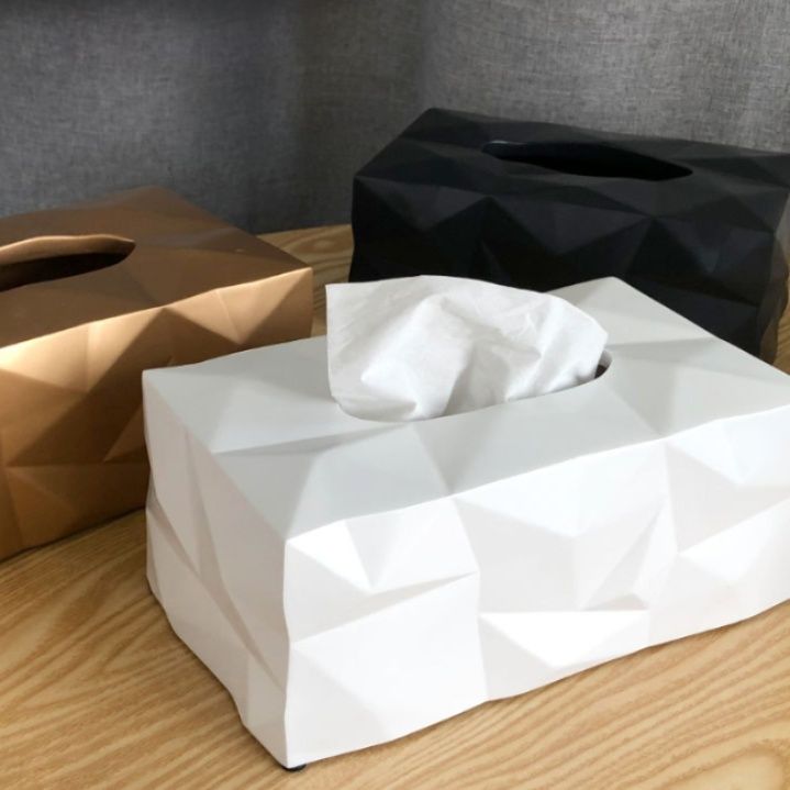 ティッシュケース 立体幾何学模様　プラスチック