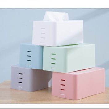 ティッシュケース 通気孔付きシンプル長方形　プラスチック