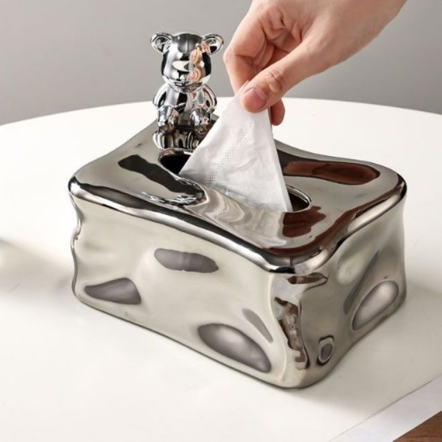 ティッシュケース 芸術的な不規則フォルム　陶器