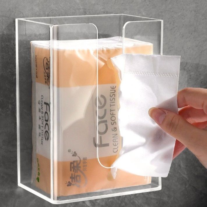 ティッシュケース 壁掛け透明プラスチック製ティッシュボックス