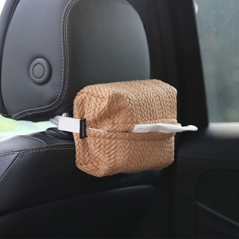 ティッシュケース 車内ヘッドレストソフト編み模様ティッシュボックス