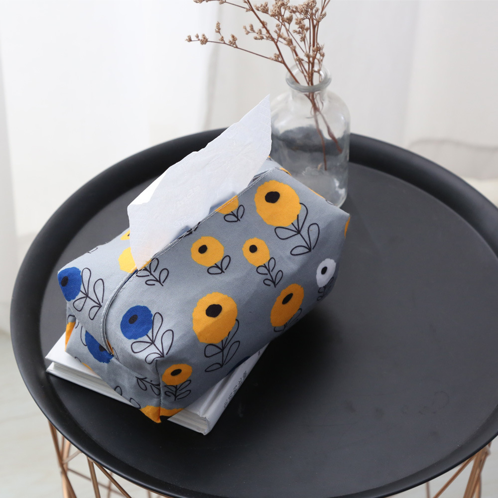 ティッシュケース フェルト花柄ティッシュカバー 取っ手付き可愛いボックス型