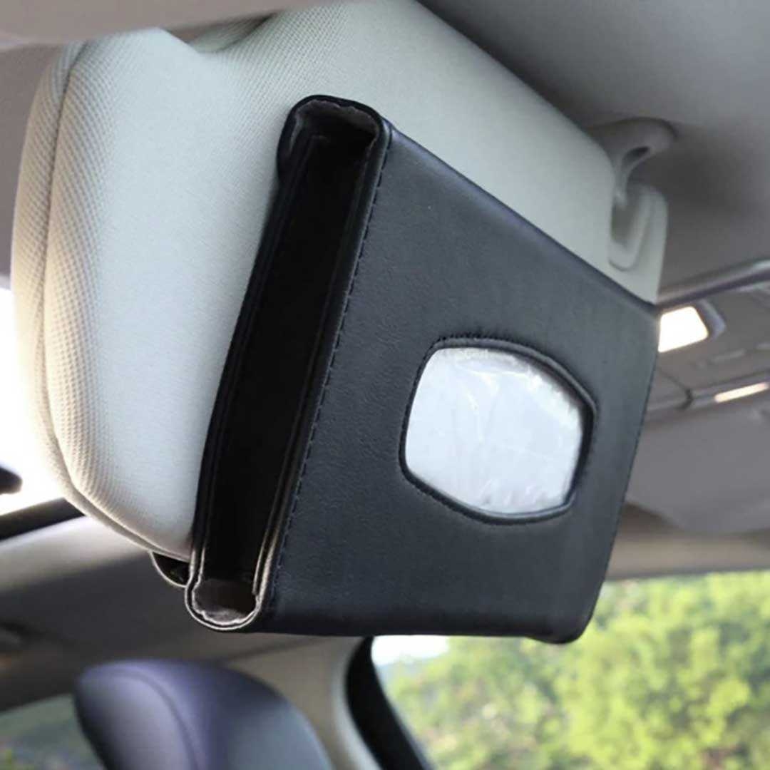 車用レザーティッシュケース サンバイザークリップ式