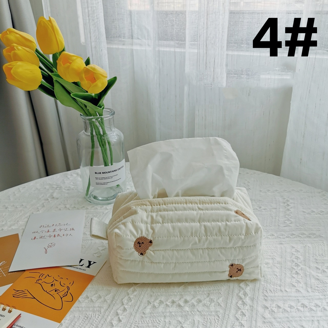 ティッシュケース フェルト花柄ティッシュカバー吊り下げ可能なかわいいケース