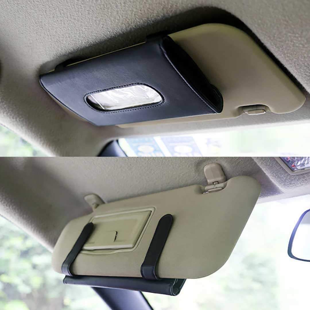 車用レザーティッシュケース サンバイザークリップ式