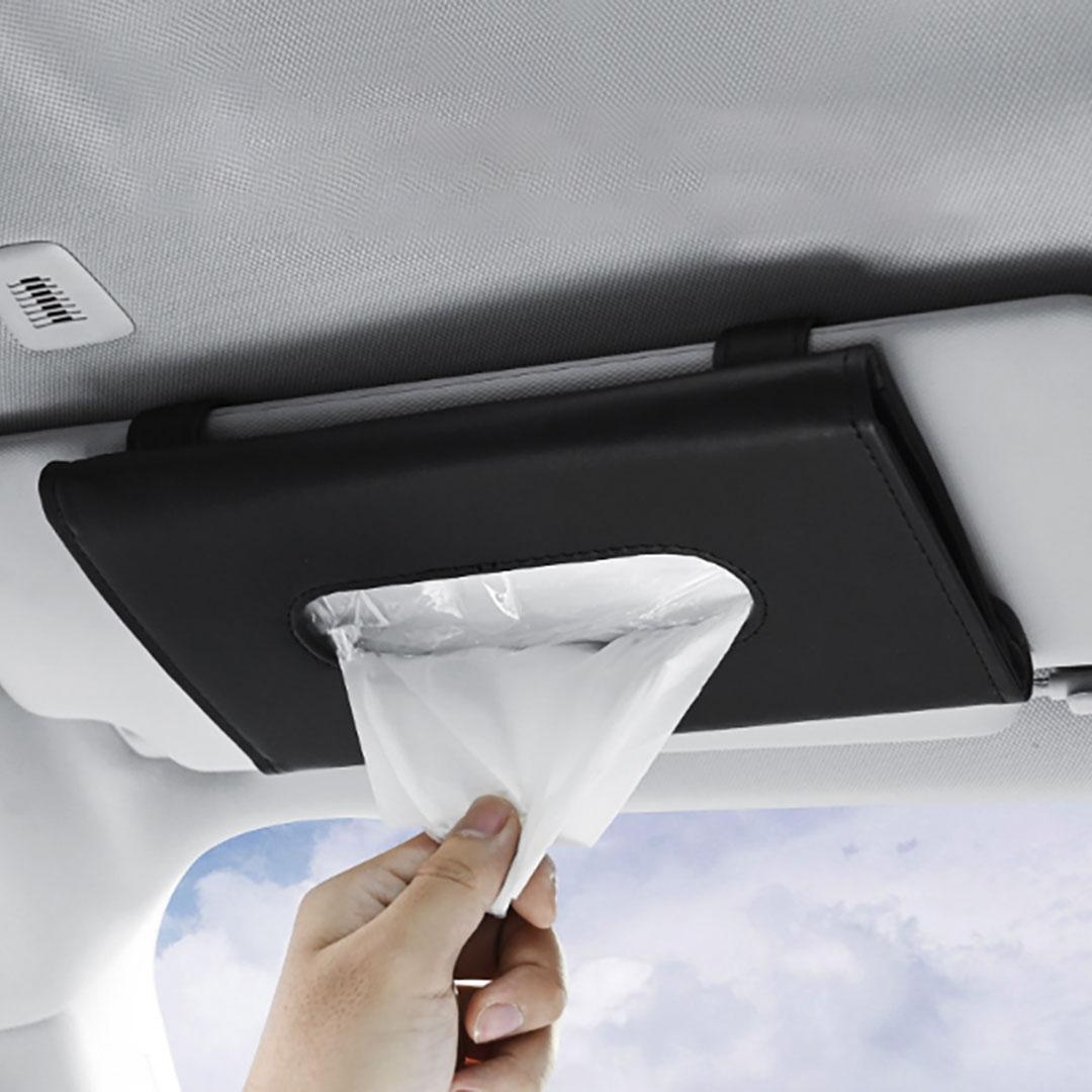 車用レザーティッシュケース サンバイザークリップ式