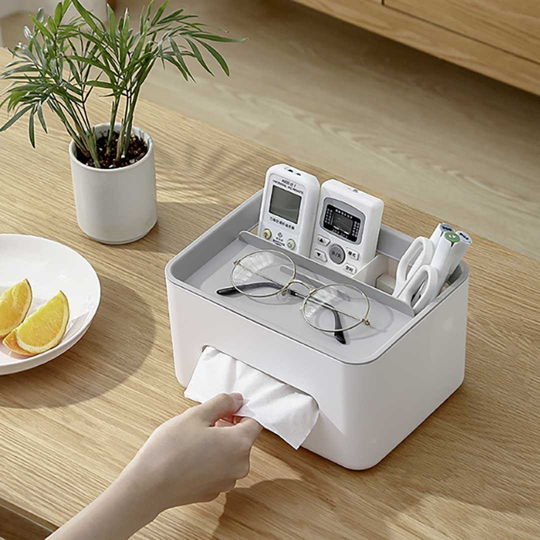 ティッシュケース　多機能プラスチック製ティッシュケース 小物入れ