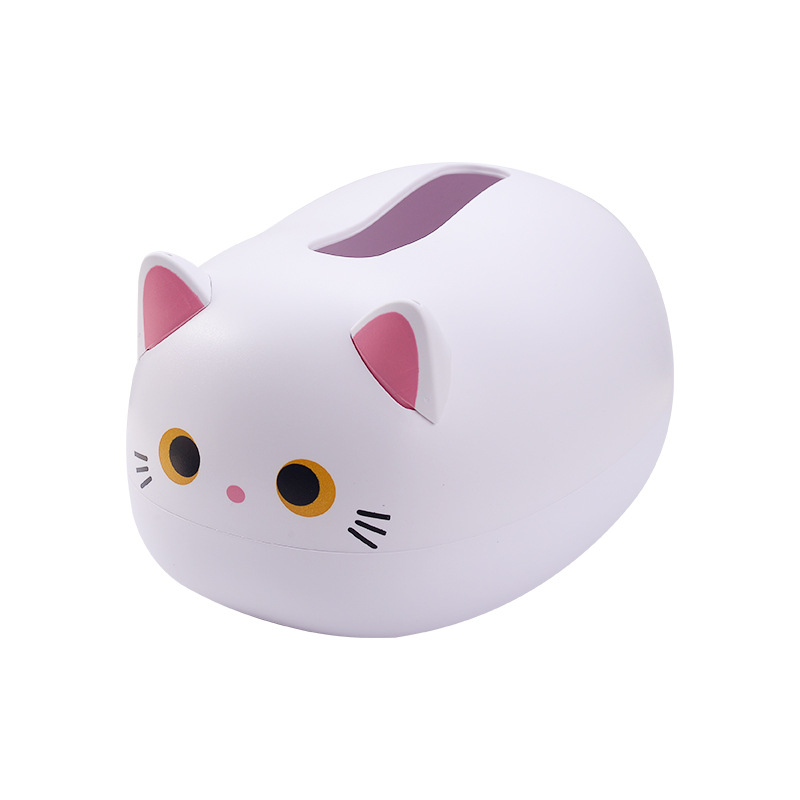 ティッシュケース 猫型多機能収納　プラスチック