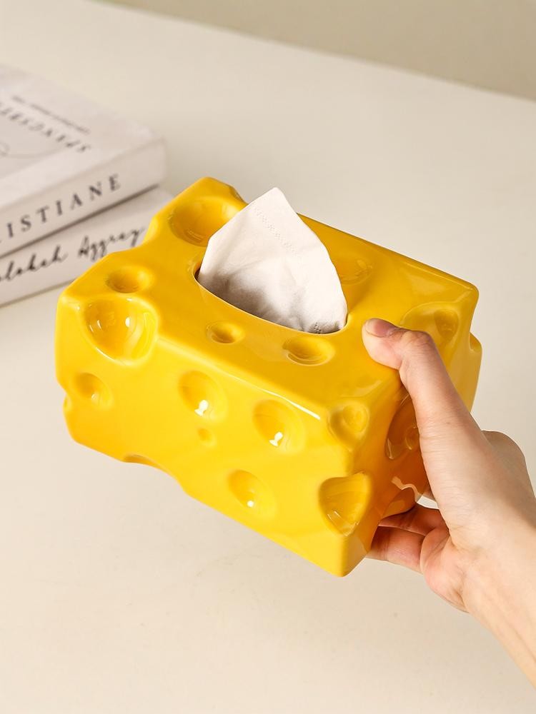 ティッシュケース 穴あきチーズのティッシュボックス
