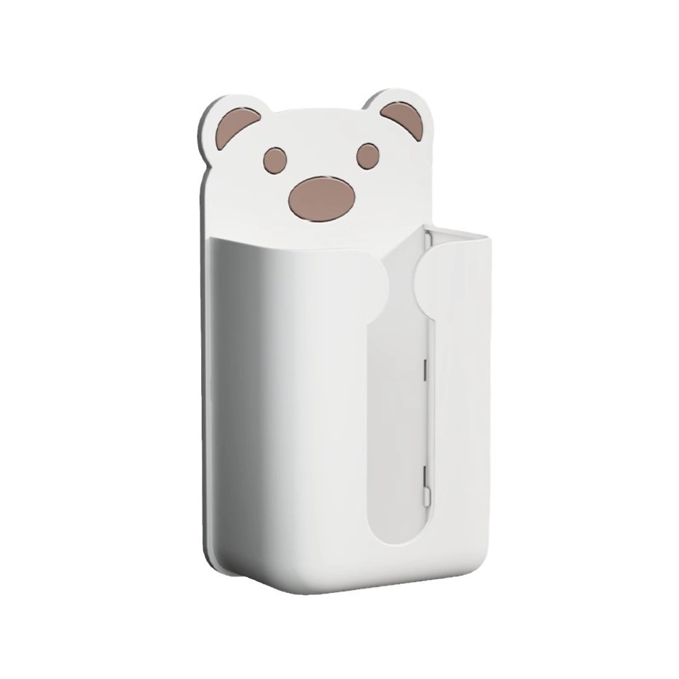 ティッシュケース くま顔デザイン壁掛けプラスチック製収納付きティッシュケース