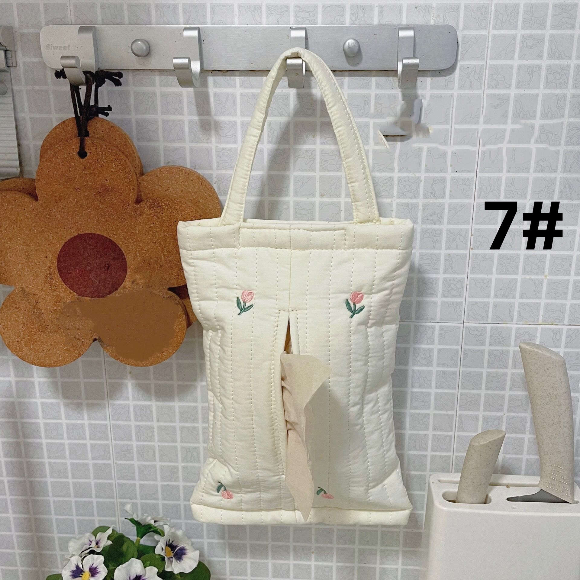 ティッシュケース フェルト花柄ティッシュカバー吊り下げ可能なかわいいケース