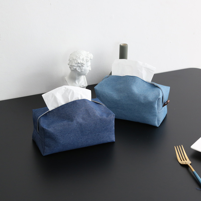 フェルト製チェック柄ティッシュケース吊り下げ式カバー