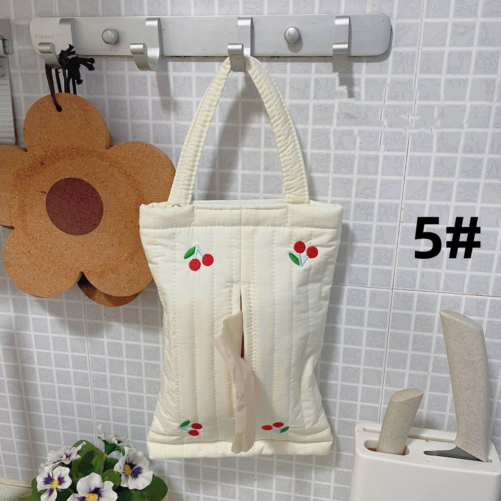 ティッシュケース フェルト花柄ティッシュカバー吊り下げ可能なかわいいケース