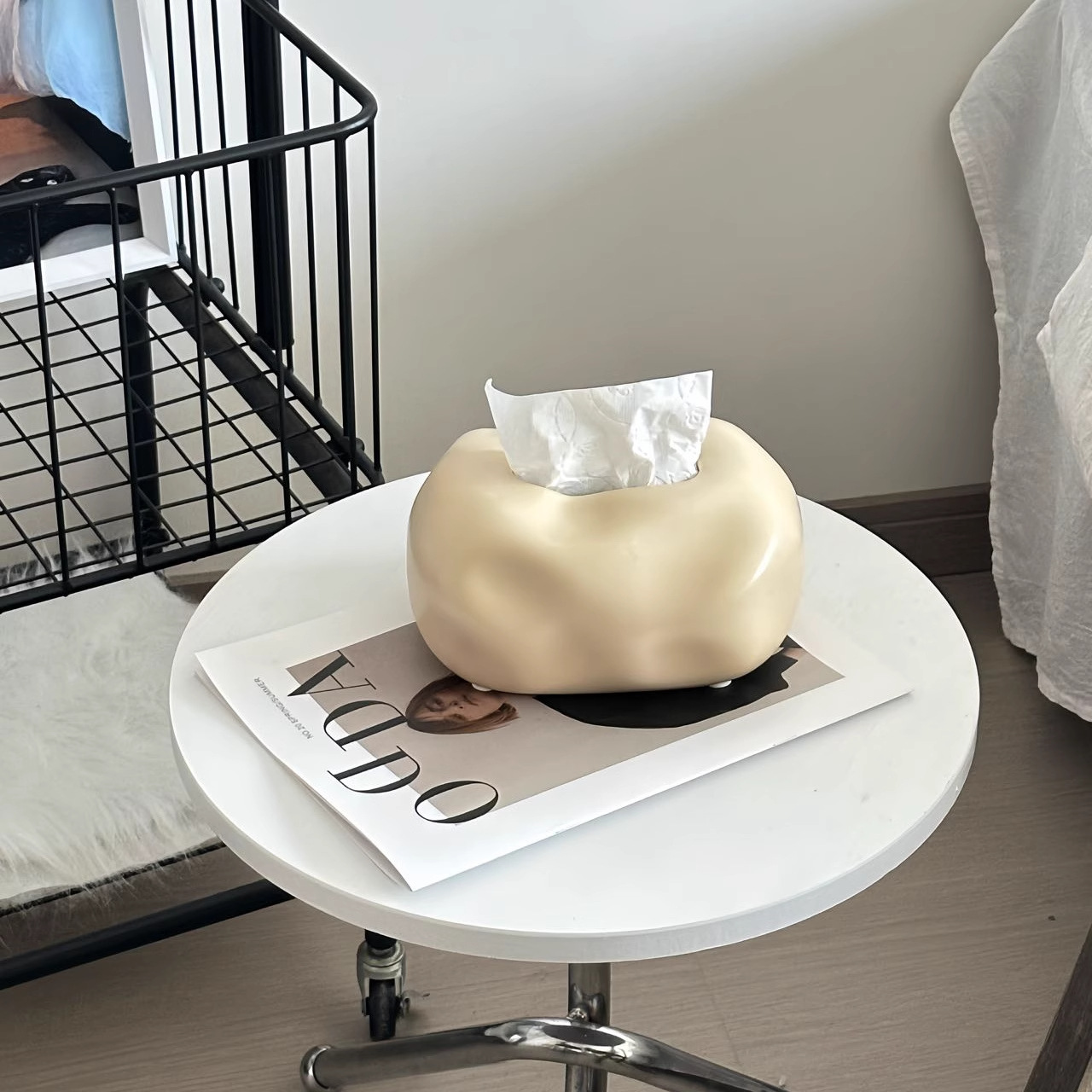 ティッシュケース ぷっくり立体曲線デザイン陶器ティッシュケース