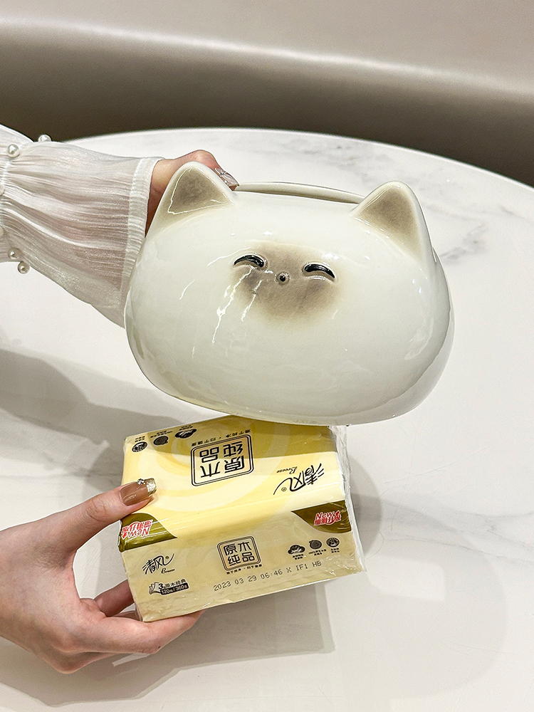 ティッシュケース にこにこ猫のティッシュボックス