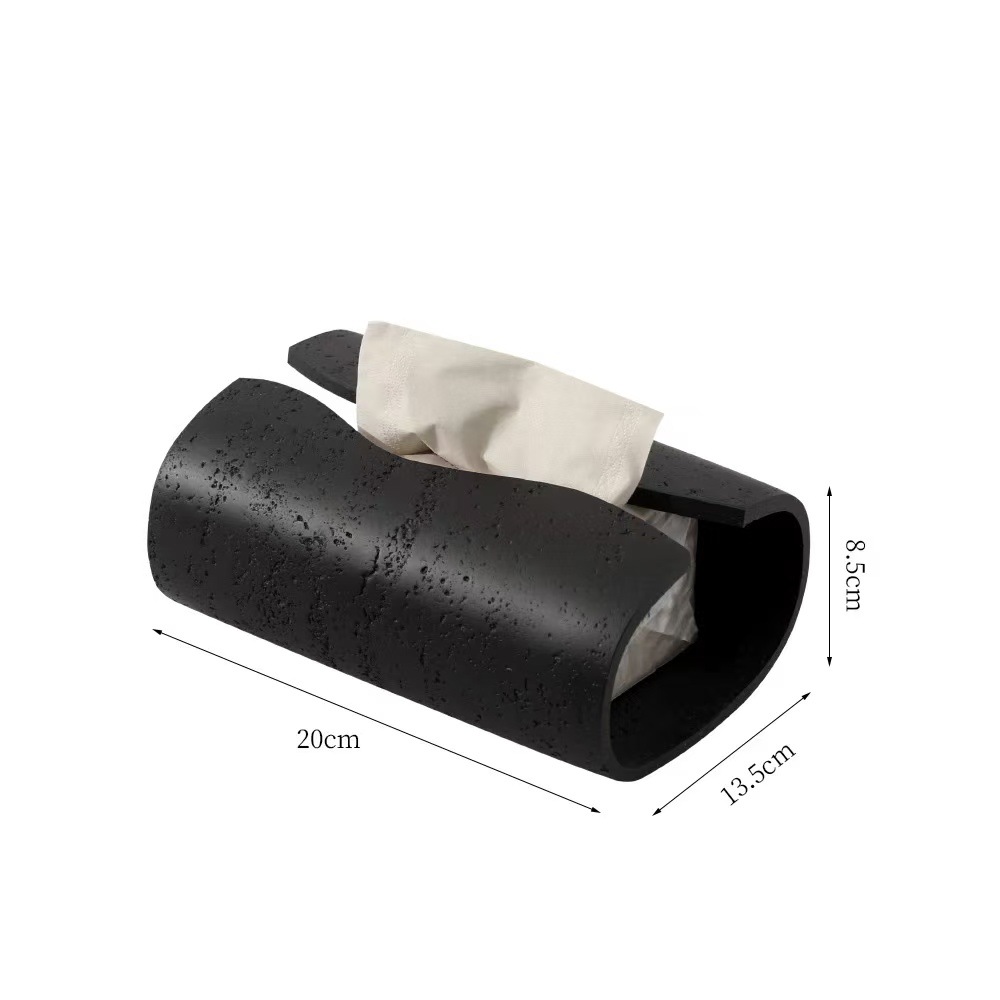 ティッシュケース 天然石調　曲線デザイン