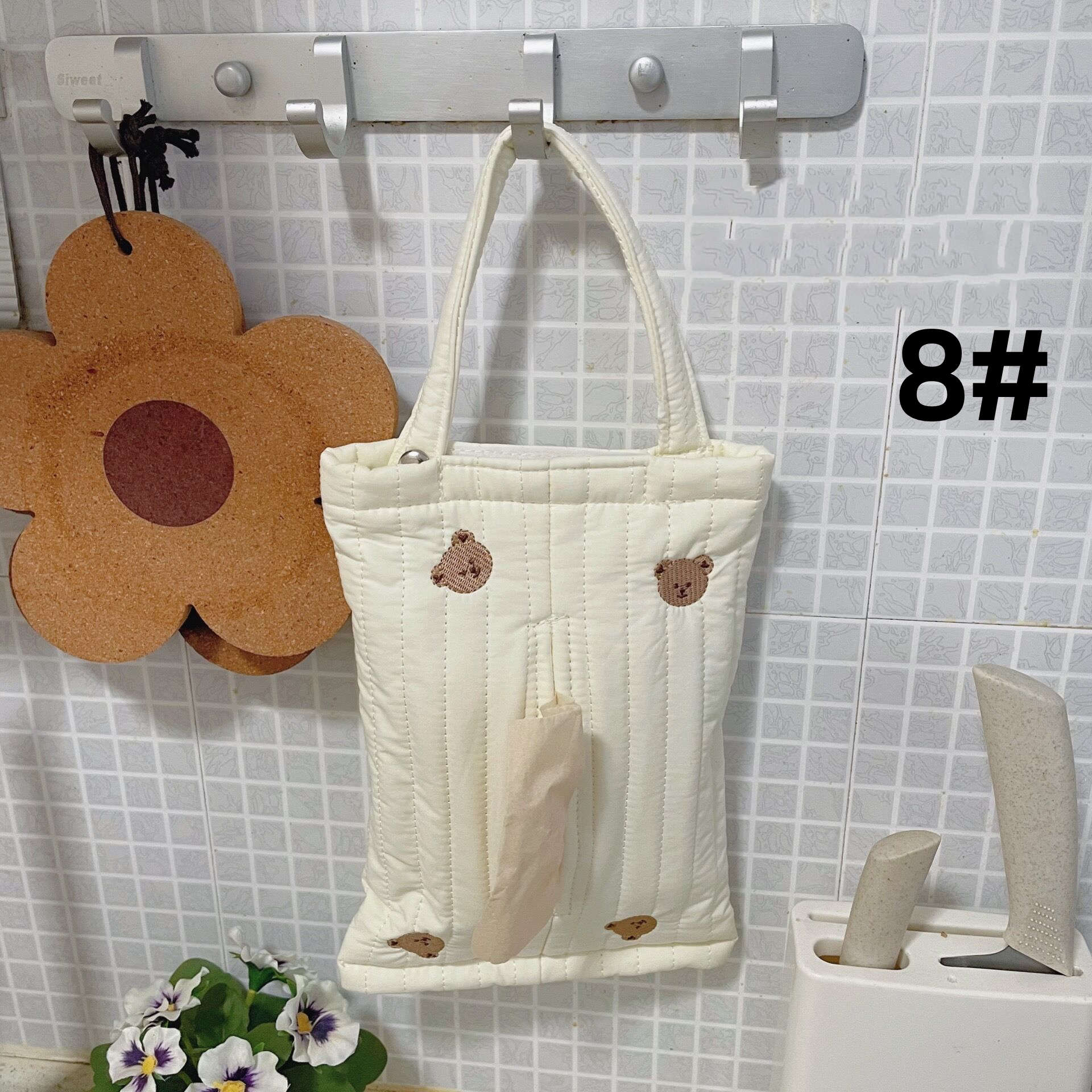 ティッシュケース フェルト花柄ティッシュカバー吊り下げ可能なかわいいケース