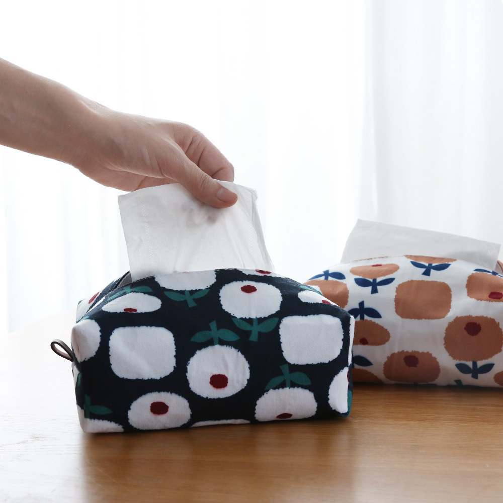 ティッシュケース フェルト花柄ティッシュカバー 取っ手付き可愛いボックス型