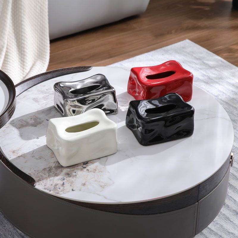 ティッシュケース 芸術的な不規則フォルム　陶器