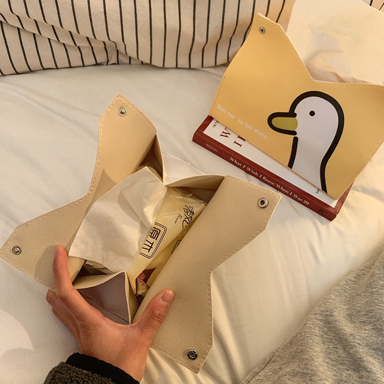 ティッシュケース 愛らしいアヒル柄　レザー