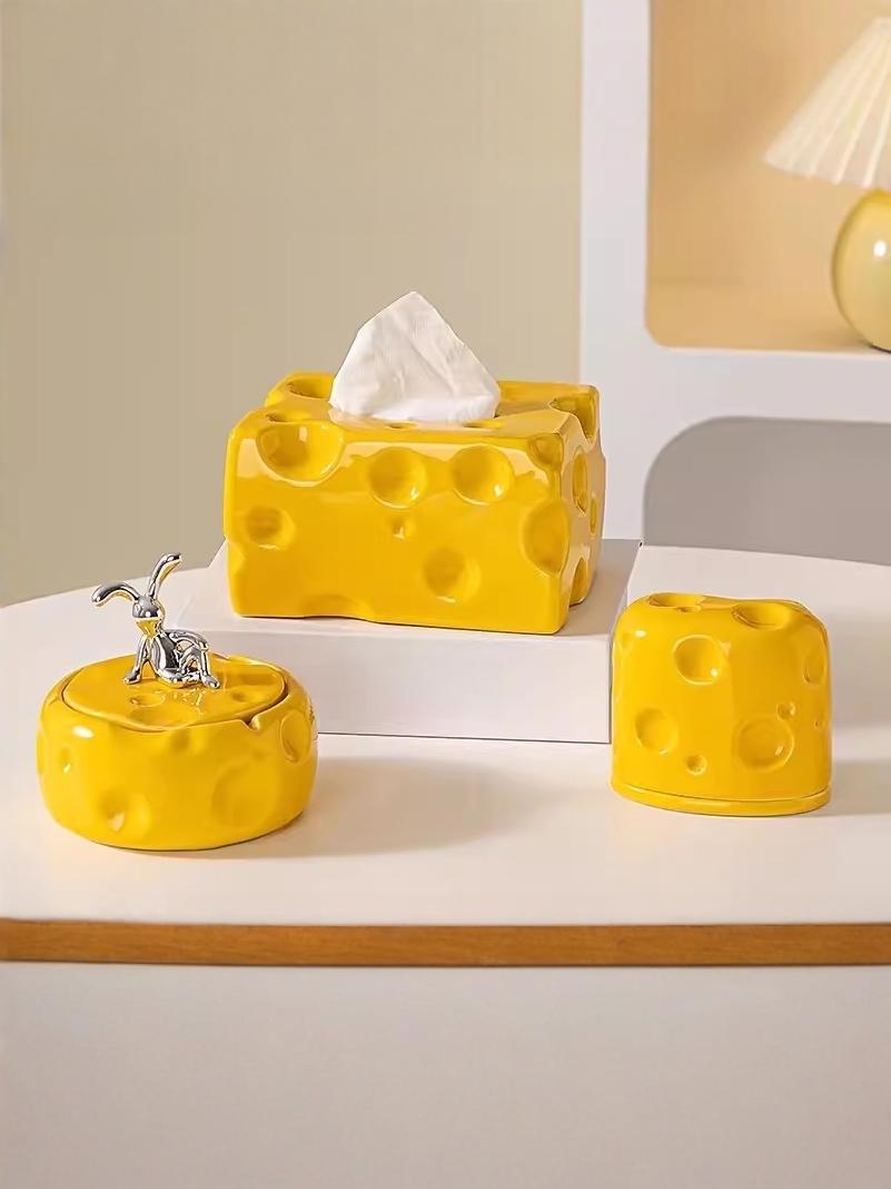 ティッシュケース 穴あきチーズのティッシュボックス