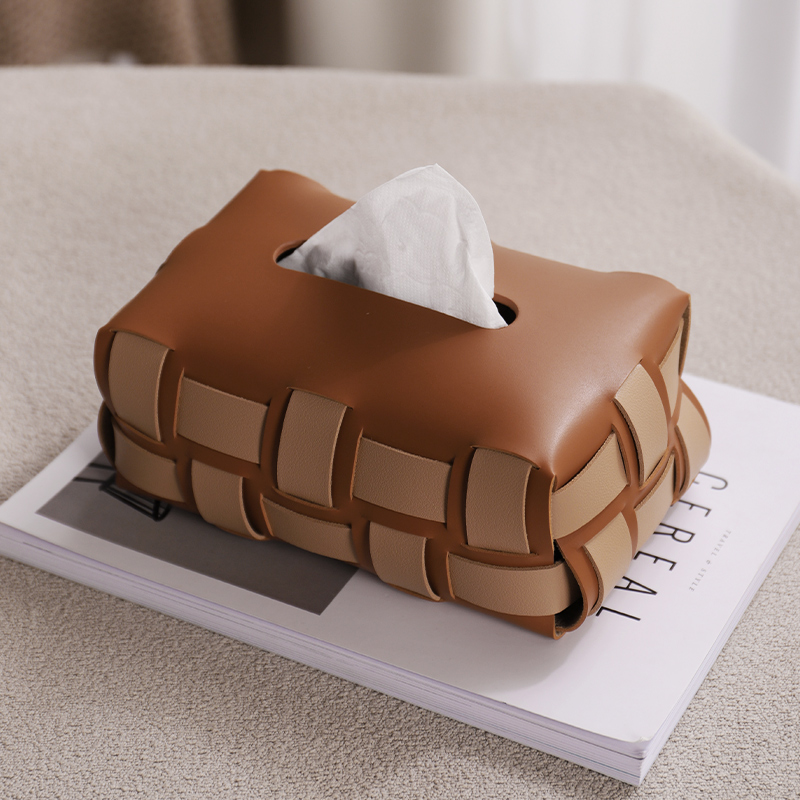 ティッシュケース 編み込みモダンレザーソフトティッシュボックス