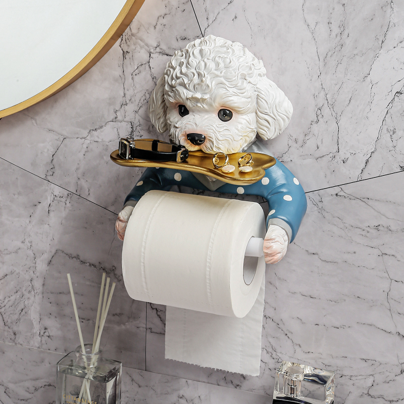 トイレットペーパーホルダー 愛犬の物置付きペーパーホルダー