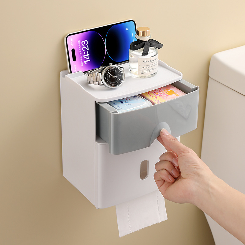 トイレットペーパーホルダー 多機能収納付き壁掛け式　カバー