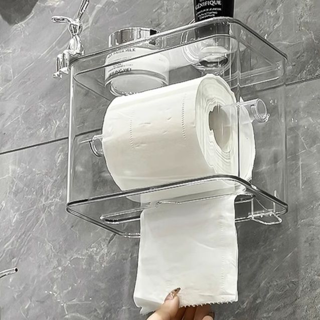 トイレットペーパーホルダー 多機能透明収納トイレットペーパーホルダー