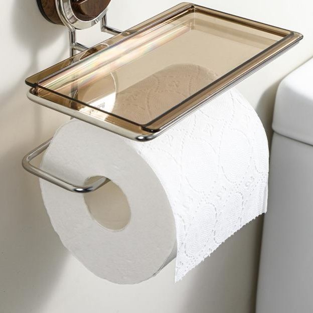 トイレットペーパーホルダー 吸盤式トイレットペーパーホルダー棚付き収納