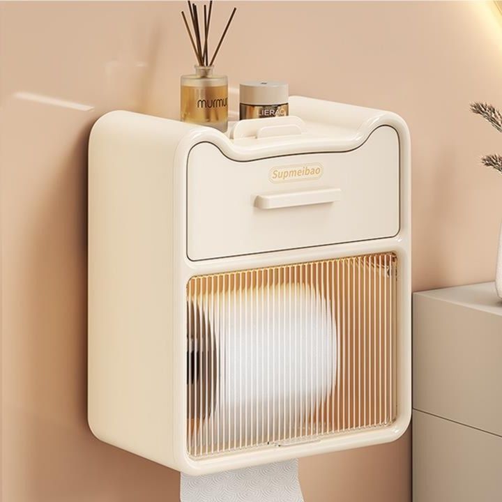 トイレットペーパーホルダー 多機能収納付壁掛式ペーパーホルダー