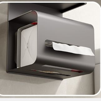 トイレットペーパーホルダー 多機能壁掛け式紙類収納付きトイレットペーパーホルダー
