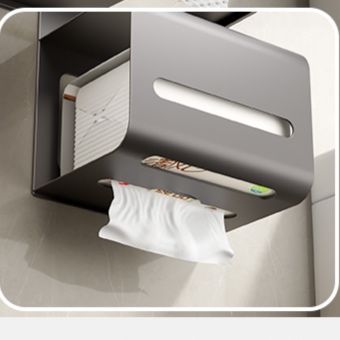 トイレットペーパーホルダー 多機能壁掛け式紙類収納付きトイレットペーパーホルダー