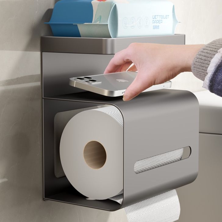 トイレットペーパーホルダー 多機能壁掛け式紙類収納付きトイレットペーパーホルダー