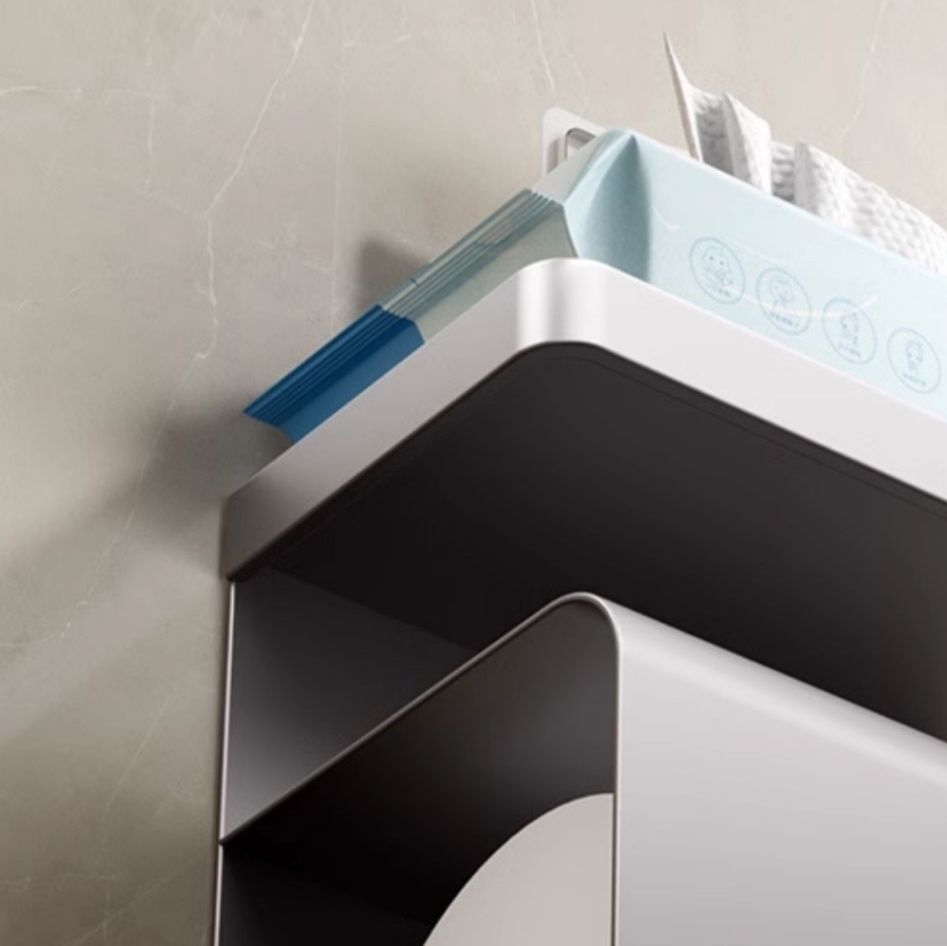 トイレットペーパーホルダー 多機能壁掛け式紙類収納付きトイレットペーパーホルダー