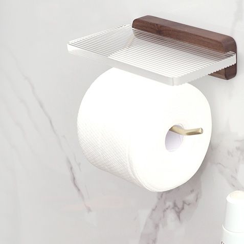 トイレットペーパーホルダー 木製収納棚付きトイレットペーパーホルダー