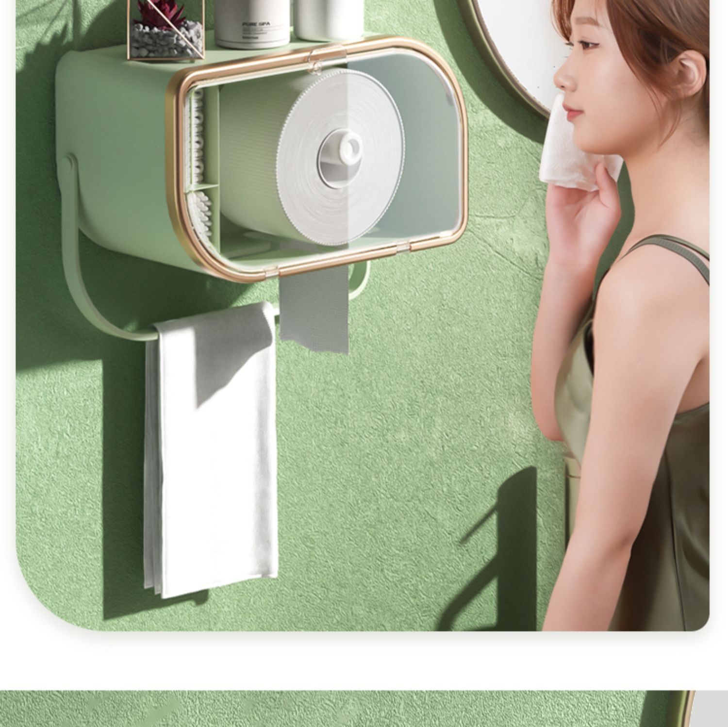 トイレットペーパーホルダー 多機能収納付き壁掛け紙巻器