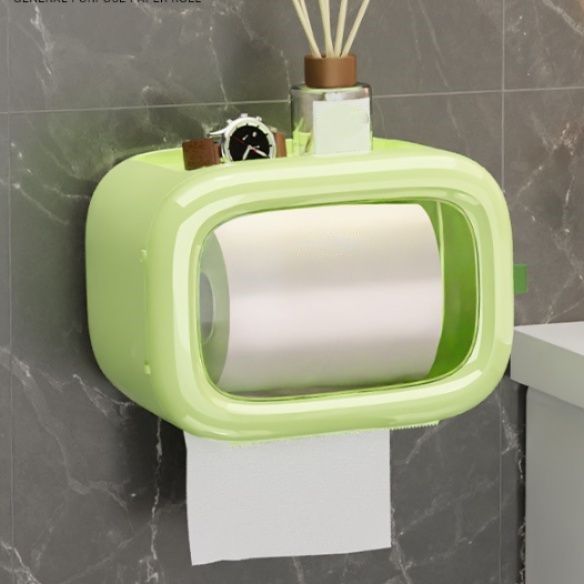 トイレットペーパーホルダー 多機能収納棚付き壁掛け式紙巾箱カバー