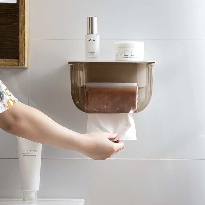 トイレットペーパーホルダー 棚付き壁掛け収納トイレットペーパーホルダーカバー