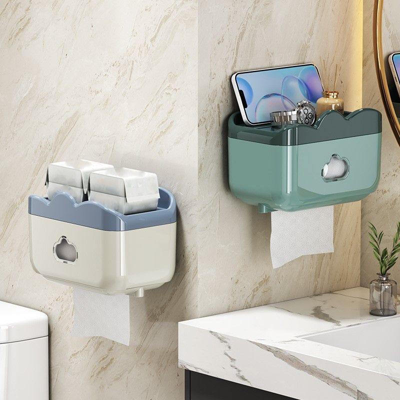トイレットペーパーホルダー 壁掛け多機能収納付きトイレットペーパーホルダーカバー