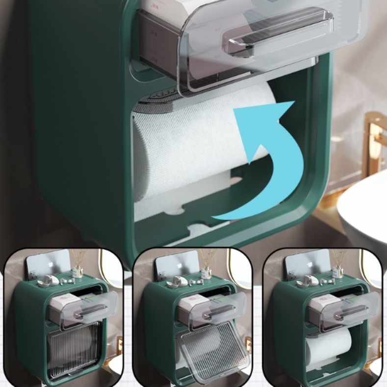 トイレットペーパーホルダー 多機能壁掛け収納付き　カバー