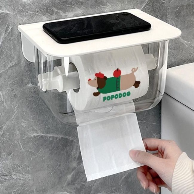 トイレットペーパーホルダー 犬柄多機能壁掛け式　カバー