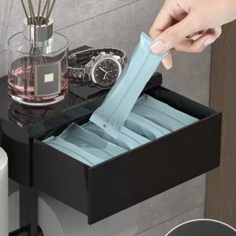 トイレットペーパーホルダー 引き出し付き壁掛け　棚