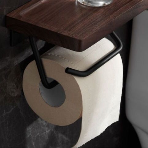 トイレットペーパーホルダー 木製棚付き壁掛けトイレットペーパーホルダー