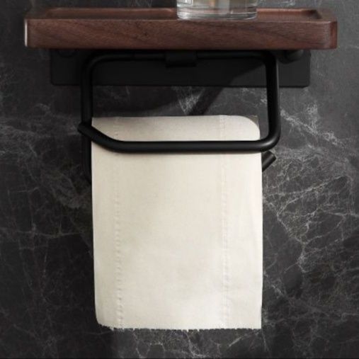 トイレットペーパーホルダー 木製棚付き壁掛けトイレットペーパーホルダー