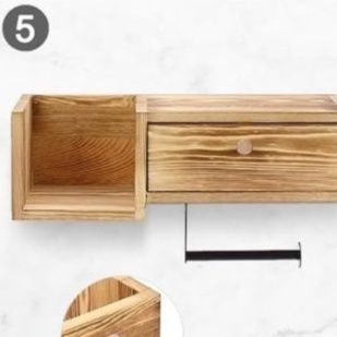 トイレットペーパーホルダー 引き出し付き木製壁掛け　棚